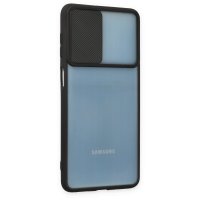 Newface Samsung Galaxy M52 5G Kılıf Palm Buzlu Kamera Sürgülü Silikon - Siyah