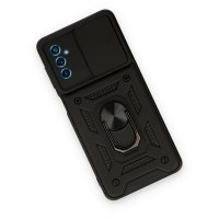 Newface Samsung Galaxy M52 5G Kılıf Pars Lens Yüzüklü Silikon - Siyah