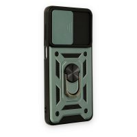 Newface Samsung Galaxy M52 5G Kılıf Pars Lens Yüzüklü Silikon - Yeşil