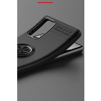 Newface Samsung Galaxy Note 20 Kılıf Range Yüzüklü Silikon - Siyah-Kırmızı