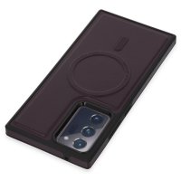 Newface Samsung Galaxy Note 20 Ultra Kılıf Ozzi Magsafe Deri Kapak - Derin Mor