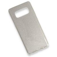 Newface Samsung Galaxy Note 8 Kılıf Simli Katmanlı Silikon - Gümüş