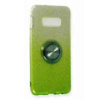 Newface Samsung Galaxy S10E Kılıf Simli Yüzüklü Silikon - Yeşil