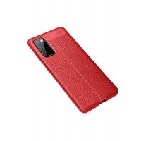 Newface Samsung Galaxy S20 FE Kılıf Focus Derili Silikon - Kırmızı