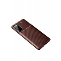Newface Samsung Galaxy S20 FE Kılıf Auto Focus Karbon Kapak - Kahverengi