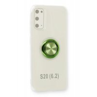 Newface Samsung Galaxy S20 Kılıf Gros Yüzüklü Silikon - Yeşil