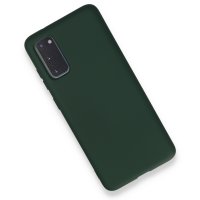 Newface Samsung Galaxy S20 Kılıf Nano içi Kadife  Silikon - Koyu Yeşil