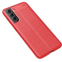 Newface Samsung Galaxy S21 FE Kılıf Focus Derili Silikon - Kırmızı