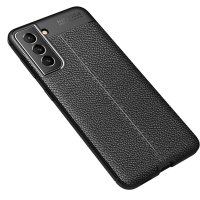 Newface Samsung Galaxy S21 FE Kılıf Focus Derili Silikon - Siyah