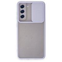 Newface Samsung Galaxy S21 FE Kılıf Palm Buzlu Kamera Sürgülü Silikon - Lila