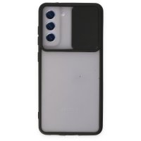 Newface Samsung Galaxy S21 FE Kılıf Palm Buzlu Kamera Sürgülü Silikon - Siyah