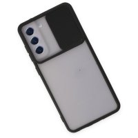 Newface Samsung Galaxy S21 FE Kılıf Palm Buzlu Kamera Sürgülü Silikon - Siyah