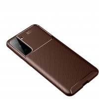 Newface Samsung Galaxy S21 Kılıf Focus Karbon Silikon - Kahverengi