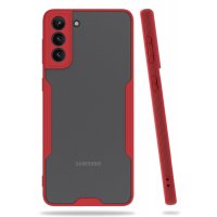 Newface Samsung Galaxy S21 Kılıf Platin Silikon - Kırmızı