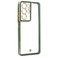 Newface Samsung Galaxy S21 Ultra Kılıf Liva Lens Silikon - Yeşil