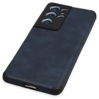 Newface Samsung Galaxy S21 Ultra Kılıf Loop Deri Silikon - Lacivert