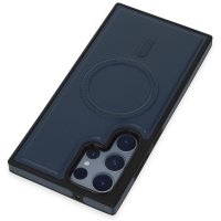 Newface Samsung Galaxy S21 Ultra Kılıf Ozzi Magsafe Deri Kapak - Lacivert