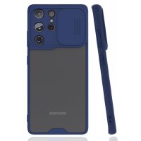 Newface Samsung Galaxy S21 Ultra Kılıf Platin Kamera Koruma Silikon - Lacivert