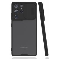 Newface Samsung Galaxy S21 Ultra Kılıf Platin Kamera Koruma Silikon - Siyah