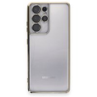 Newface Samsung Galaxy S21 Ultra Kılıf Razer Lensli Silikon - Gold