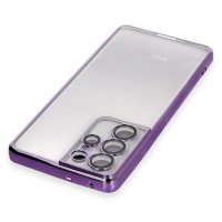 Newface Samsung Galaxy S21 Ultra Kılıf Razer Lensli Silikon - Mor