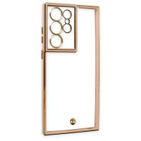 Newface Samsung Galaxy S22 Ultra Kılıf Liva Lens Silikon - Rose