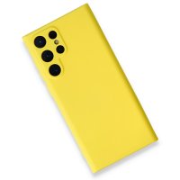 Newface Samsung Galaxy S22 Ultra Kılıf Nano içi Kadife Silikon - Sarı