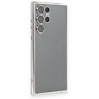 Newface Samsung Galaxy S22 Ultra Kılıf Razer Lensli Silikon - Gümüş
