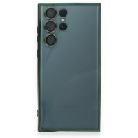 Newface Samsung Galaxy S22 Ultra Kılıf Razer Lensli Silikon - Yeşil