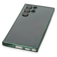 Newface Samsung Galaxy S22 Ultra Kılıf Razer Lensli Silikon - Yeşil