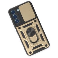 Newface Samsung Galaxy S23 FE Kılıf Pars Lens Yüzüklü Silikon - Gold