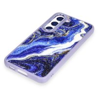 Newface Samsung Galaxy S23 Kılıf Moda Simli Kapak - Mavi