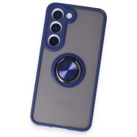 Newface Samsung Galaxy S23 Kılıf Montreal Yüzüklü Silikon Kapak - Lacivert