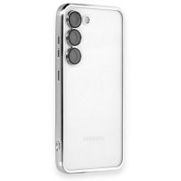 Newface Samsung Galaxy S23 Kılıf Razer Lensli Silikon - Gümüş