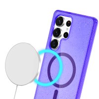 Newface Samsung Galaxy S23 Ultra Kılıf Glow Magsafe Kapak - Mor