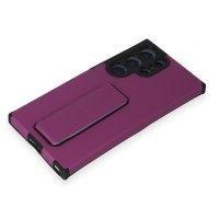 Newface Samsung Galaxy S23 Ultra Kılıf Mega Standlı Silikon - Mor