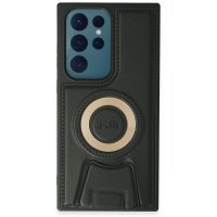 Newface Samsung Galaxy S23 Ultra Kılıf Merkür Magneticsafe Standlı Kapak - Koyu Yeşil