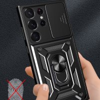 Newface Samsung Galaxy S23 Ultra Kılıf Pars Lens Yüzüklü Silikon - Gold