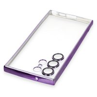 Newface Samsung Galaxy S23 Ultra Kılıf Razer Lensli Silikon - Mor