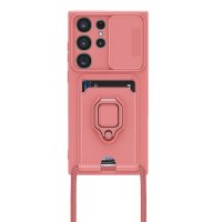 Newface Samsung Galaxy S23 Ultra Kılıf Zuma Kartvizitli Yüzüklü Silikon - Pembe