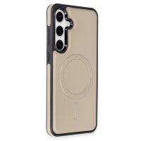 Newface Samsung Galaxy S24 Kılıf Ozzi Magsafe Deri Kapak - Natural Grey