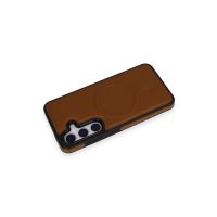 Newface Samsung Galaxy S24 Kılıf Ozzi Magsafe Deri Kapak - Taba