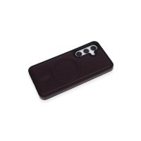 Newface Samsung Galaxy S24 Plus Kılıf Ozzi Magsafe Deri Kapak - Derin Mor