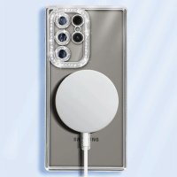 Newface Samsung Galaxy S24 Ultra Kılıf Joke Simli Magneticsafe Kılıf - Gümüş