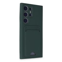 Newface Samsung Galaxy S24 Ultra Kılıf Kelvin Kartvizitli Silikon - Koyu Yeşil
