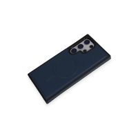 Newface Samsung Galaxy S24 Ultra Kılıf Ozzi Magsafe Deri Kapak - Lacivert
