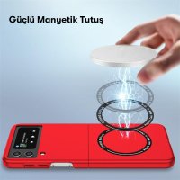 Newface Samsung Galaxy Z Flip 4 Kılıf Mata Fold Kapak - Koyu Yeşil