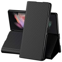 Newface Samsung Galaxy Z Fold 3 Kılıf Fold Karbon Kapak - Siyah