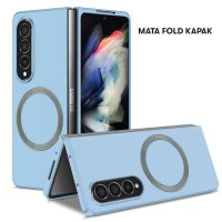 Newface Samsung Galaxy Z Fold 3 Kılıf Mata Fold Kapak - Sierra Blue