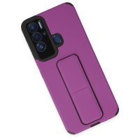 Newface Tecno Pova Neo Kılıf Mega Standlı Silikon - Mor